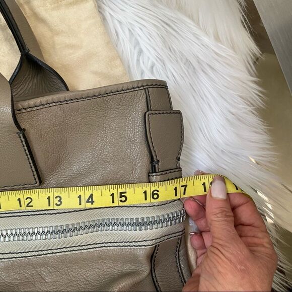 Chloe Taupe Gladys Leather Multi Zippers Tote Bag - Picture 8 of 11